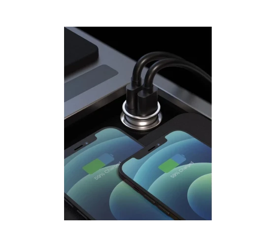 Swissten Car x2 USB 4.8A /Metal /Black — фото 2