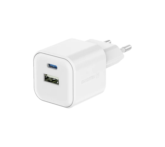 Swissten GaN 20W PD + 18W QC 1x USB-C + 1x USB-A /White — imaginea 2