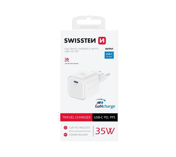 Swissten GaN 35W PD 1x USB-C /White