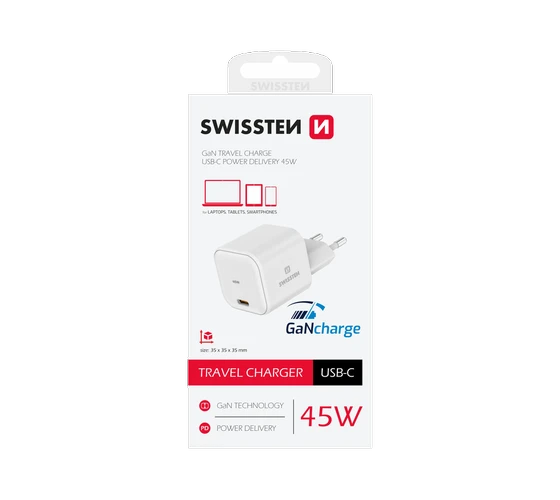 Swissten GaN 45W PD 1x USB-C /White