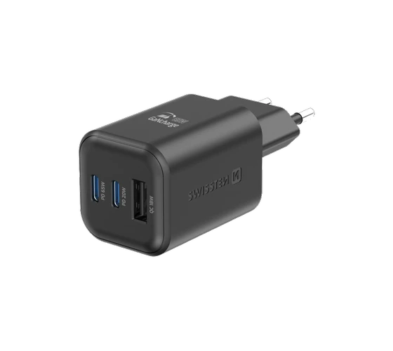 Swissten GaN 65W PD 2x USB-C + 1x USB-A /Black — imaginea 2