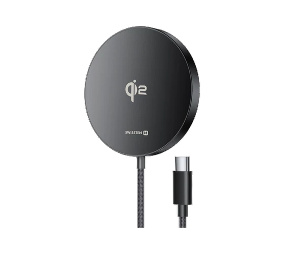 Swissten MagPuck Qi2 15W /1,5M /Black — imaginea 2