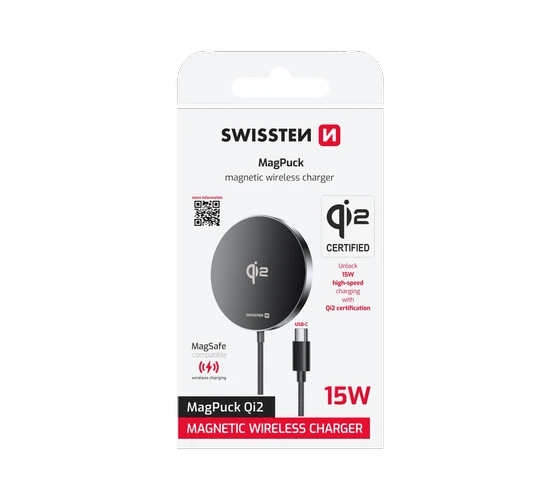 Swissten MagPuck Qi2 15W /1,5M /Black