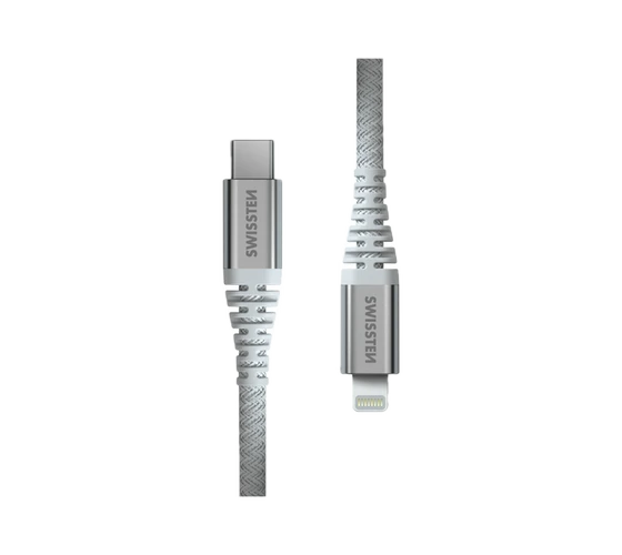 Swissten Aramid USB-C/Lightning 3A (30W) 1,5M /White — imaginea 2