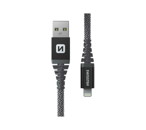 Swissten Aramid USB-A/Lightning 3A (30W) 1,5M /Anthracite — imaginea 2