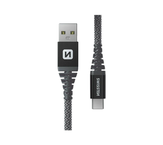 Swissten Aramid USB-A/USB-C 3A (60W) 1,5M /Anthracite — imaginea 2
