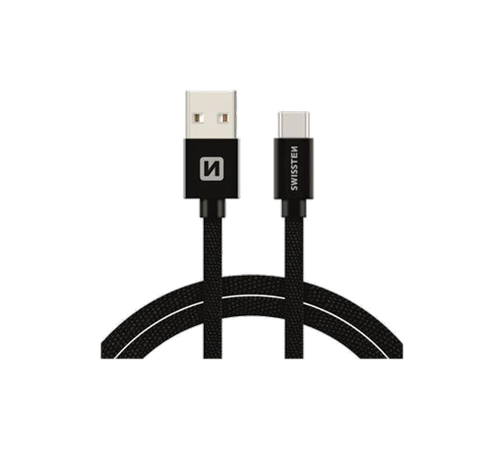 Swissten Textile USB-A/USB-C 3A 3M /Black — imaginea 2