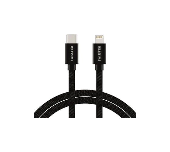 Swissten Textile USB-C/Lightning MFi PD 3A 1,2M /Black — imaginea 2