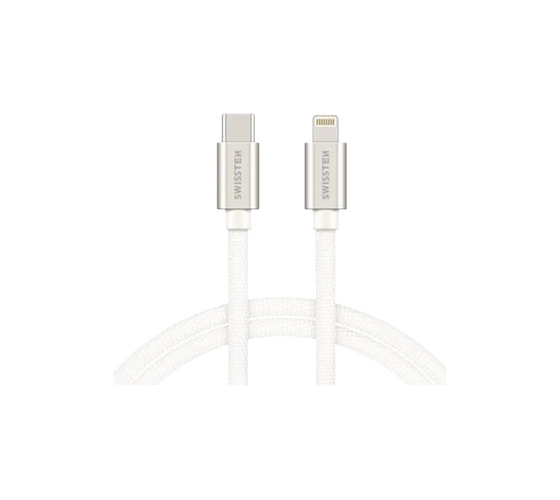 Swissten Textile USB-C/Lightning MFi PD 3A 1,2M /Silver — imaginea 2