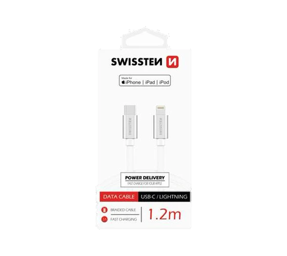 Swissten Textile USB-C/Lightning MFi PD 3A 1,2M /Silver