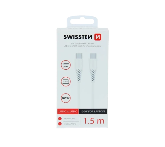 Swissten TPE USB-C/USB-C PD 5A (100W) 1,5M /White — фото 2