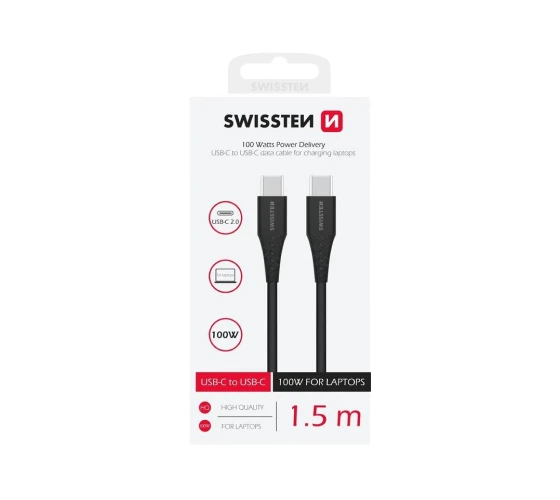 Swissten TPE USB-C/USB-C PD 5A (100W) 1,5M /Black — фото 2